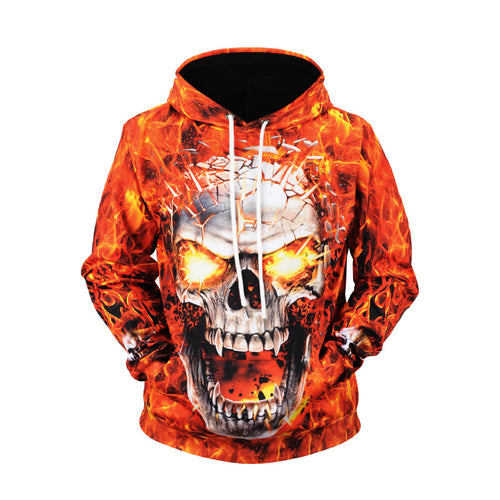 Hoodie 2019 New Style Fire Skull Printed Men's Sweatshirts