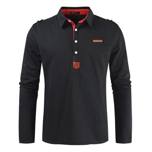 New Brand Men's Solid Long Sleeve Polo Shirt Men Autumn