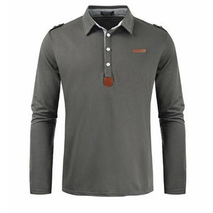 New Brand Men's Solid Long Sleeve Polo Shirt Men Autumn