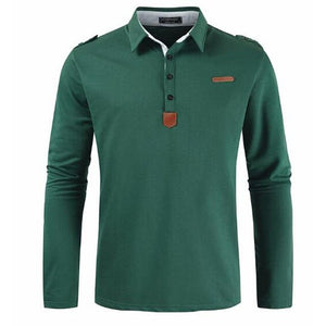 New Brand Men's Solid Long Sleeve Polo Shirt Men Autumn