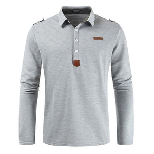 New Brand Men's Solid Long Sleeve Polo Shirt Men Autumn