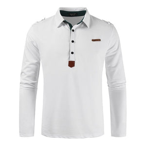 New Brand Men's Solid Long Sleeve Polo Shirt Men Autumn