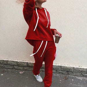 2018 Autumn Tracksuit Long Sleeve Thicken Hooded Sweatshirts 2 Piece Set Casual Sport Suit Women Tracksuit Set