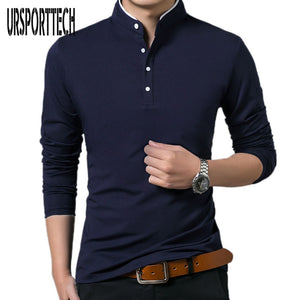 High Quality Men Polo Shirt Mens Long Sleeve Solid Polo