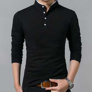 High Quality Men Polo Shirt Mens Long Sleeve Solid Polo