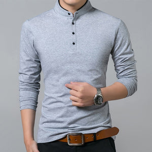 High Quality Men Polo Shirt Mens Long Sleeve Solid Polo