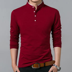 High Quality Men Polo Shirt Mens Long Sleeve Solid Polo