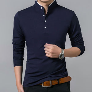 High Quality Men Polo Shirt Mens Long Sleeve Solid Polo