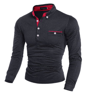 2019 New Spring Fashion Mens Dot Long Sleeve polo