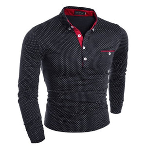 2019 New Spring Fashion Mens Dot Long Sleeve polo