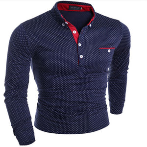 2019 New Spring Fashion Mens Dot Long Sleeve polo