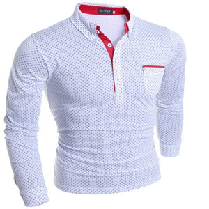 2019 New Spring Fashion Mens Dot Long Sleeve polo