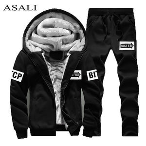 Tracksuit Men Sporting Fleece Thick Hooded Brand-Clothing